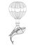 Vector Whale with air balloon patterned background for adult col