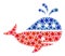 Vector Whale Composition of Stars in American Democratic Colors