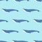 Vector whale illustration seamless pattern humpback ocean marine mammal wildlife aquatic animal character.