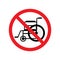 Vector wheelchair silhouette crossed in red circle