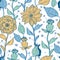 Vector whimsical flower garden seamless pattern