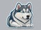 Vector Whirlwind: Contour Cartoon Sticker Pack with Dizzy Siberian Huskies