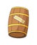 Vector whiskey symbol, wooden alcohol barrel icon. Alcohol product advertising design