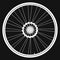 Vector white Bicycle wheels on black background