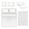 Vector white blank bedding realistic template set