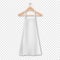 Vector white blank cotton kitchen apron with clothes wooden hanger closeup isolated on transparency grid background