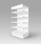 Vector White Blank Exhibition Trade Stand Shop Rack with Shelves Storefront Isolated on Background