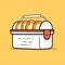 Vector of a white bread container on a vibrant yellow background