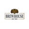 Vector white and brown vintage brewhouse logo.