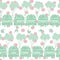 Vector white carnival silhouettes with pastel pink polka dots seamless pattern background.