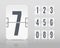 Vector white flip scoreboard template with numbers and reflections for white countdown timer or calendar