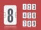 Vector white flip scoreboard template with reflected number floating on different height for countdown timer or calendar