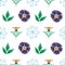 Vector White Geometric Folk Style Floral seamless pattern background