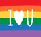 Vector white I love you lgbt lettering heart