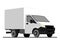 Vector white lorry, isolated on a white background; three quarter view; car template for advertising