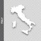 Vector white map of Italy with shadow on transparent background