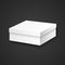 Vector white mock up blank paper low square covered package cardboard box with lid illustration realistic with shadow template
