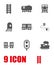 Vector white railroad icon set