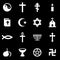 Vector white religion icon set