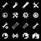Vector white settings wrench icon set