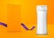 Vector white shampoo bottle with orange box