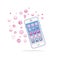 Vector of white Smart phones. Valentine day love theme with hearts.