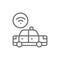 Vector Wi-Fi car, taxi wireless line icon.