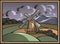 Vector Windmill Illustration in Woodcut Style. Organic Farming.