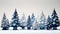 Vector Winter Dreams Snowy Christmas Trees in Holiday Art background