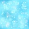 Vector winter festive background. Template with bokeh, snowflakes and lens flare for Christmas and New Year greeting card.