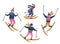 Vector winter illustration of skiers. Sports children isolated on the white background. Trendy scandinavian design.