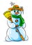 Vector winter snowman with broom