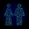 Vector Wire Frame Mesh Newlyweds with Glowing Spots for Chistmas