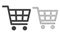 Vector Wire Frame Mesh Shopping Cart and Flat Icon
