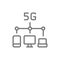 Vector wireless 5G internet distribution line icon.