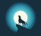 Vector. Wolf Howling in the Moonlight