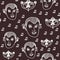 Vector Wolfgang Amadeus Mozart repeating seamless pattern background with Mozart, notes and baroque carnival mask