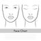 Vector woman face chart portrait. Female face with open and closed eyes. Blank template for artist makeup.