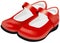 Vector womans red shoes for child on white