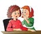 Vector of women gossiping at office