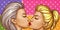 Vector women kissing each other, lesbian love