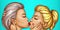 Vector women kissing each other, lesbian love