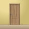 Vector Wood Closed Door with Frame Isolated