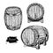 Vector wooden barrel. Hand drawn vintage illustration in engrav