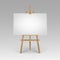 Vector Wooden Brown Sienna Easel with Mock Up Empty Blank Horizontal Canvas on Background