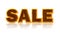 Vector wooden letters forming the word SALE. White background, reflection and text on separate layers