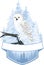 Vector woodland emblem with arctic snowy owl