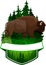 Vector woodland emblem with brown zubr buffalo bison