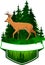 Vector woodland emblem with white tiled deer