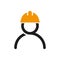 Vector worker icon. Stylized logo of construction worker in hard hat. Engineering sign